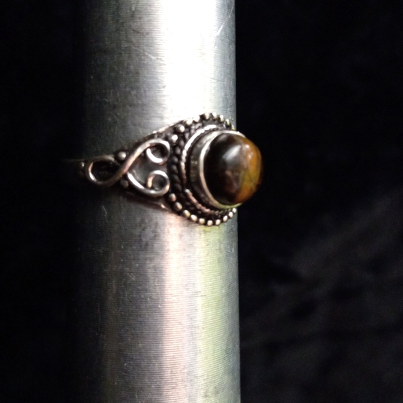 129 Tiger Eye Silver Gemstone Ring size 9 stamped 925 shipping sale - Picture 4 of 9
